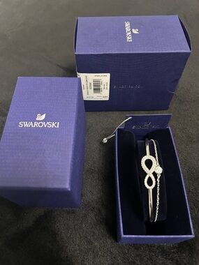 Swarovski Silver Infinity Crystal Bracelet Duo with Box